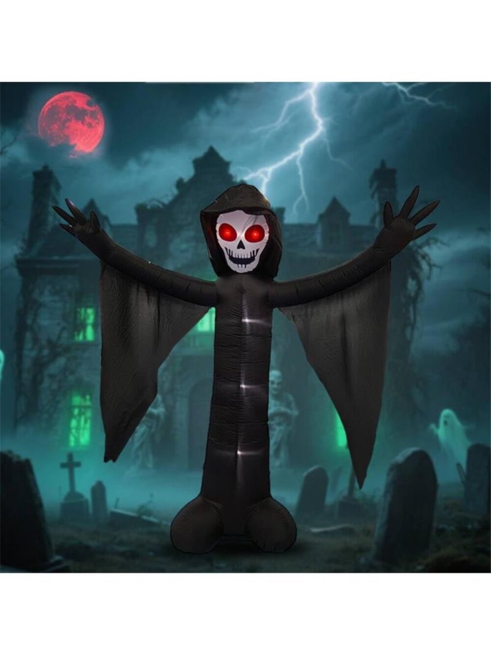 10FT Ghost Halloween Inflatable with Built-in LED Lights, Demon Ghost